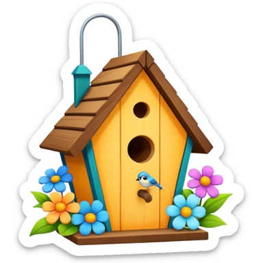 Birdhouse with flowers sticker