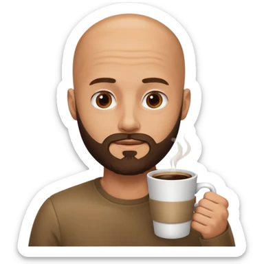 men with coffee no hair, beard sticker