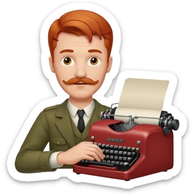 moustache redhead man with vintage typewriter sticker