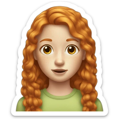 ginger girl with lots of dark freckles sticker