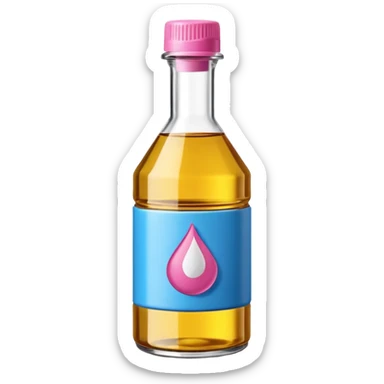 bottle of oil blue top pink outside with logo that says Diddys Oil sticker