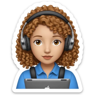 girl videomaker with light brown curly hair  sticker