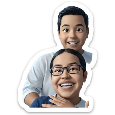 smiling boys in white shirts sticker