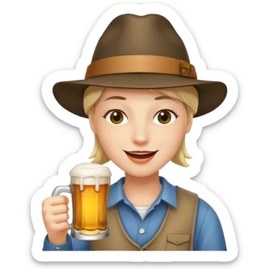 Erstelle das WhatsApp Emoji "zwinkerndes Gesicht" mit Bierkrug und Hut sticker