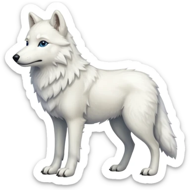 Hyper-realistic furry soft smooth elegant Arctic wolf, full body sticker
