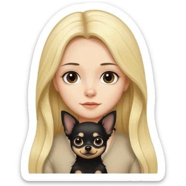 Chico pelo largo rubio chica pelo largo negro y chihuahua negro  sticker