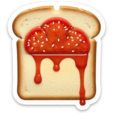slice of bread with with a squeeze of tomatoe sauce on top sticker