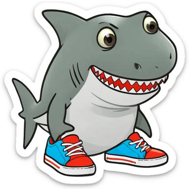 Shark with shoes  sticker