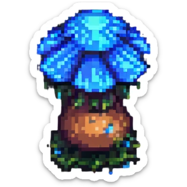 glowing mushroom, pixel art, blue glow sticker