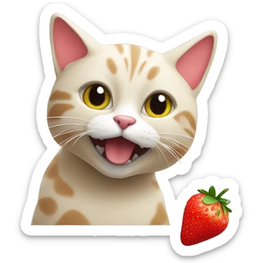 Cat eating a strawberry sticker