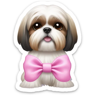 Shih Tzu dog wearing pink bow sticker