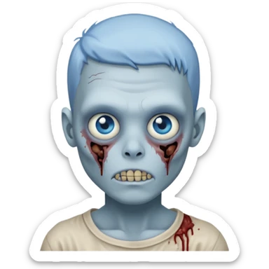 Zombie boy with blue face and blue eyes sticker