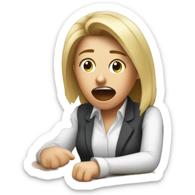 female payroll manager stressed at work and shouting at her desk sticker