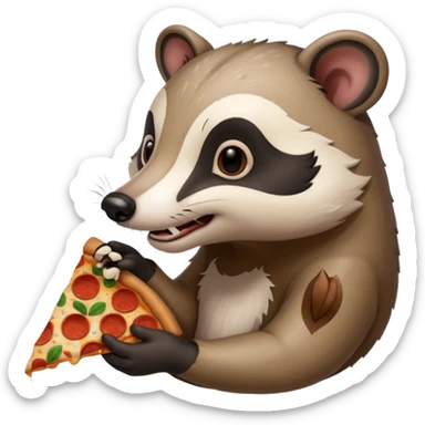 badger eating pizza  sticker