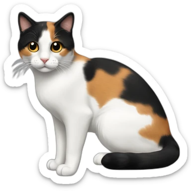 Calico cat with very black face and white nose stripe sticker