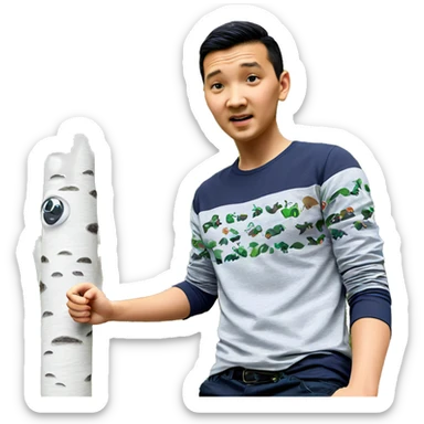 boy in forest looking at viewer sticker