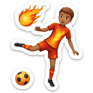An emoji of a boy mi Kong a ball in fire sticker