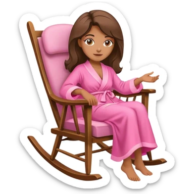 Brazilian beauty reclining in rocking chair in a pink rob sticker