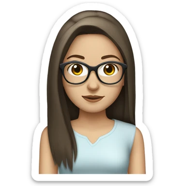 Brunette straight hair, transparent glasses, white-skinned girl sticker