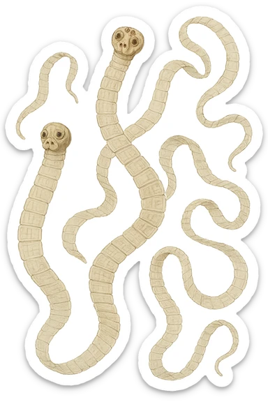 sei parassiti come la tenia fluttuano in aria sticker