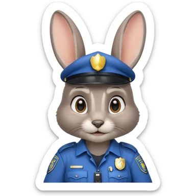 Judy Hopps (gray rabbit with a police suit, without a cap, big ear) from the Zootopia Disney movie sticker