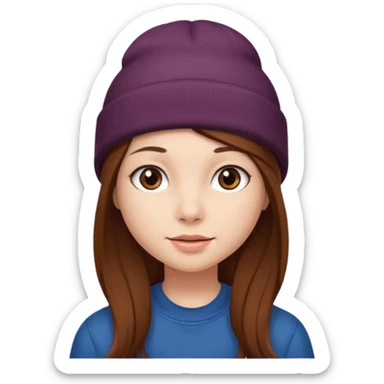 Girl with long brown hair and wearing a beanie
 sticker