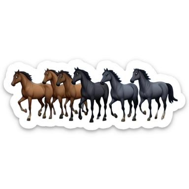 Hundred horses in the night forest with full moon in many stars sticker