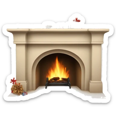 Winter christmas beige FirePlace sticker