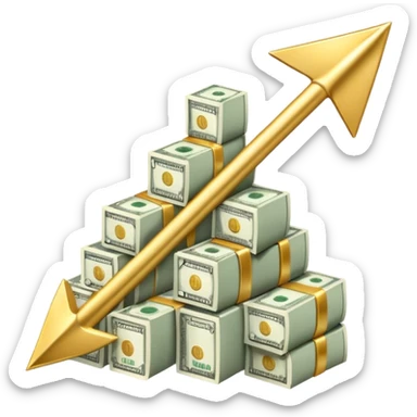 investment concept with upward arrow and money with more details sticker
