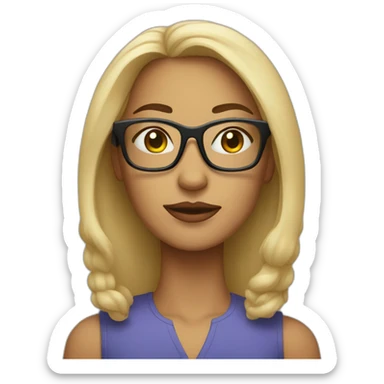 Stern woman wearing rectangle glasses sticker