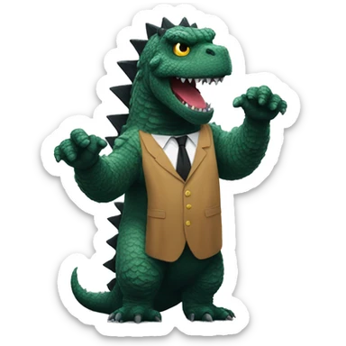 Godzilla dressed as a judge sticker