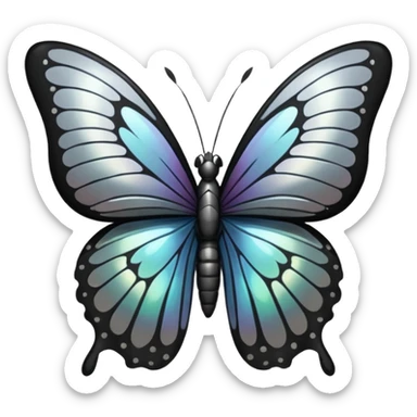 butterfly black and silver sticker