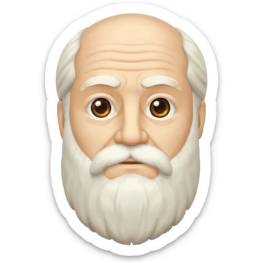 Minimalist iOS emoji of Plato, flowing beard, wise and calm, ancient Greek philosopher, clean and modern flat design sticker