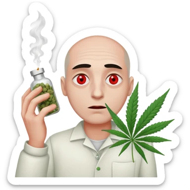 gang dealer man drugged white with cannabis on a hand sticker