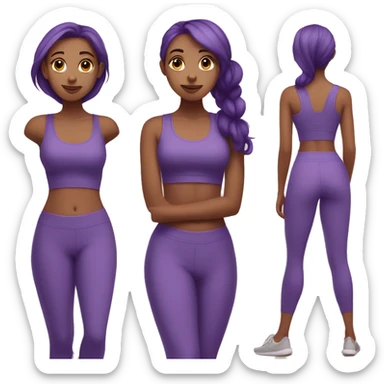 girl in yoga pose with purple hair and wearing purple yoga pants and purple tank top sticker