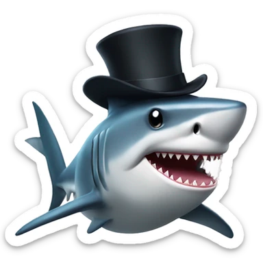 Shark with a top hat sticker