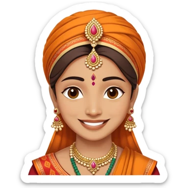 A smiling person wearing traditional Indian clothes and bindi sticker