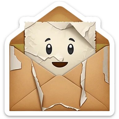 a torn paper coming out of an envelope sticker