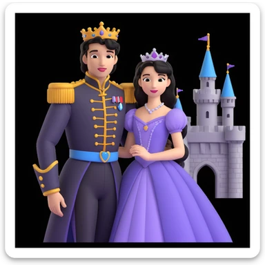 prince and princess disny dress close up photo in castle sticker