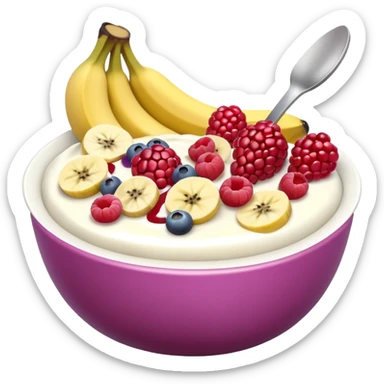 Yoghurt bowl with fruit sticker