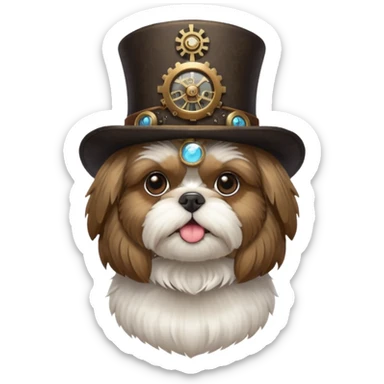 Shitzu with steampunk top hat sticker