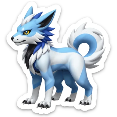 WereGarurumon-Zeraora-Renamon-Absol-fusion-hybrid-creature (full body) sticker