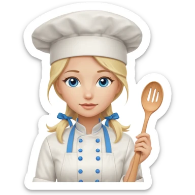 Sexy Long Blonde hair blue eyed female chef sticker