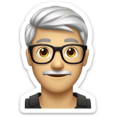 homme a lunettes yeux noirs cheveux noirs courts en pull et chemise sticker