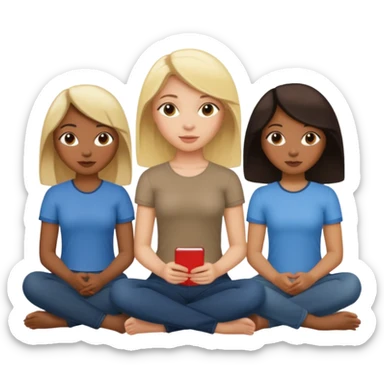 black woman with blonde hair sitting with her brunette friends, all seated together sticker