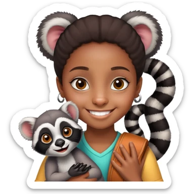 9 year old black girl holding a lemur sticker