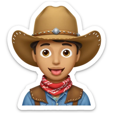 cowboy sticking tongue out sticker