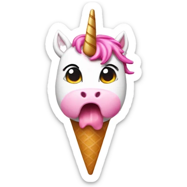 pink unicorn with icecream  sticker