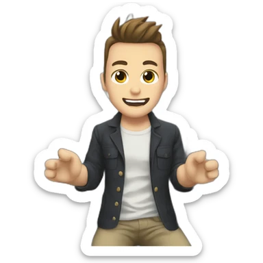 Carl on a bullet train through Japan sticker