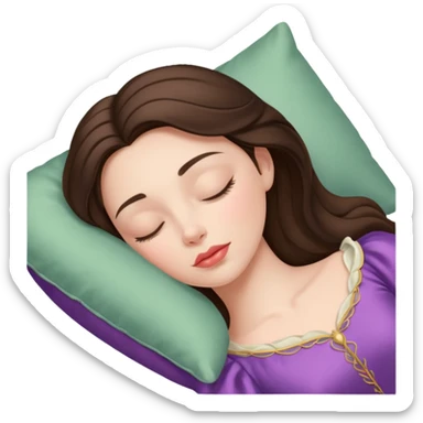 sleeping beauty brunette white girl with a silk pillow sticker